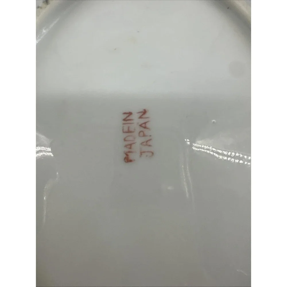 Vintage Made in Japan Hand Painted Floral Lusterware Porcelain Trinket Dish 7in‎